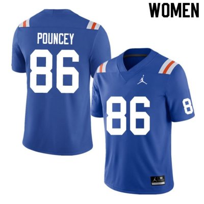 Women's Florida Gators #86 Jordan Pouncey NCAA Nike Blue Throwback Authentic Stitched College Football Jersey KDI8762YP